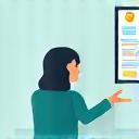 Illustration of a person looking at information